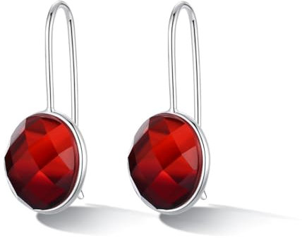MetJakt 925 Silber Hängeohrringe für Damen mit Echtem Naturstein und Kristallen Bunt Glitzer Farbwechselnde Edelstein Ohrringe Damenschmuck (Korund)
