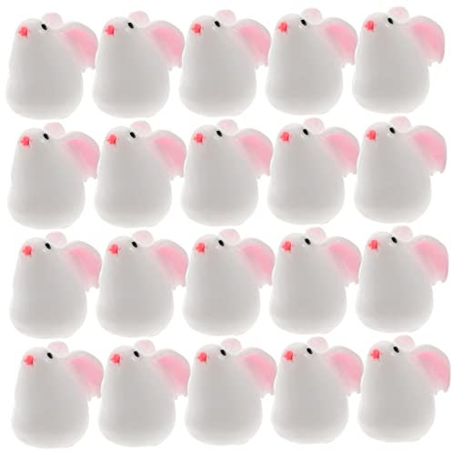 CAXUSD 30st Köstliches Kleines Weißes Kaninchen Miniatur-hasenfigur Schneekugel Figur Selber Machen Häschen-Statue Töpfe Für Pflanzen Mini-hasenfigur Feng-Shui Harz Armaturenbrett Anlage