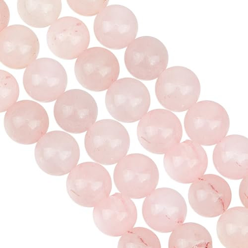 GOMAKERER 94 Pcs Natural Rose Quartz Beads, 8mm Pink Round Craft Bead for Jewelry Making (2 Strands)