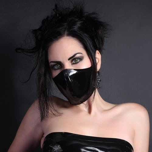 SALANSEX Einstellbare handgefertigte Latex -Gesichtsmaske Black Fashion Waschbar (1PCs) (Black)