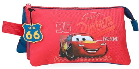 Disney Joumma Bags, Cars RD Trip, Federmäppchen für die Schule, Kulturbeutel für Kinder, aus Polyester., rot, Dreifaches Federmäpp
