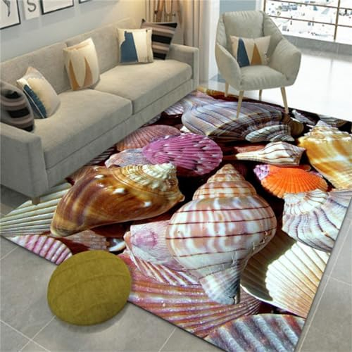 Unterwasser-Wohnzimmer-Bereich Teppich, Deep Accent Marine Delphin Bad Leben Cartoon Blau Tier Landschaft Bunte Ozean Indoor-Boden-Matte Für Kinder Dekor Seabed Coral Carpet (Colour 4,120x160cm)