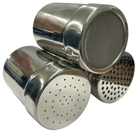Chef-Hub Set of 3 Large Coco Powder and Chocolate Shaker, Stainless Steel Shakers, for Coffee and Hot Chocolate, Sprinkler, Ingredient Dredger