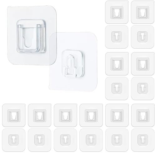 10 paia di ganci da parete a doppia faccia, ganci autoadesivi a doppia faccia, ganci adesivi trasparenti, ganci multifunzionali, impermeabili, resistenti all'olio, senza perforazione, rimovibili
