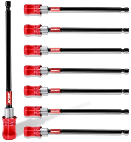 Geinxurn 8PC 6” Impact Screwdriver Bit Holders, Magnetic Extension Quick-Change Socket Drill Bit Holder Cr-V SteelHex Shank Quick Release Drill Bit Guide