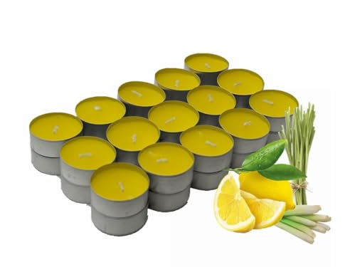 EbenEzer Velas de Té Citronela, Candle Perfumada con Citronela Antimosquitos, Extractos Naturales, para camping/hogar/picnic/terraza - Pack 90, 4,5 horas de combustión