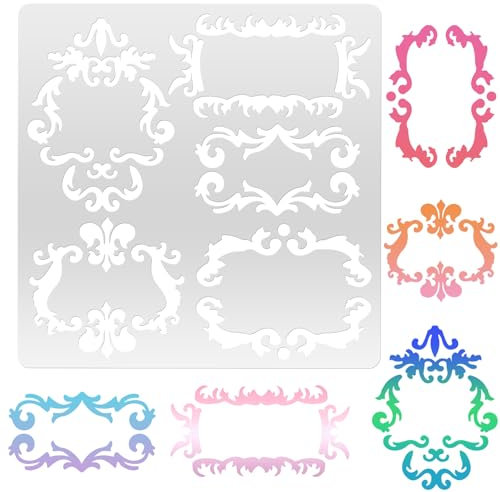 beinkmake Vintage Frame Stencils Barock Grenze Vorlage Metall wiederverwendbar für Scrapbooking Zeichnung Malerei auf Fenster Holz Boden Wand Fliese Handwerk DIY Home Decor Kunst 6,14 Zoll