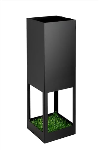 Neustein Portaombrelli dal design moderno in metallo per casa e ufficio, design prato, 2 ganci, tappetino scolapiatti in erba sintetica estraibile, 15,5 x 15,5 x 49 cm, nero, quadrato, portaombrelli