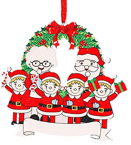 YENVWG 12 Stück Weihnachtsfamilie Holzornamente Name Segen Baum hängende Anhänger Neujahr Heimdekoration