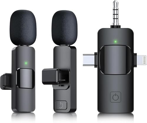 Lavalier Mikrofon, 3 in 1 Mini Mikrofon, Drahtloses Ansteck Mikrofon, Kompatibel mit Kamera, Computer, iPhone, iPad, Android, USB-C Mikrofon für Live-Streaming, Videoaufnahmen, Vlog, TikTok, YouTube