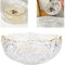 Boxonly Rose Embossed Glass Dessert Bowl and Plate Set – Gold Rim, Sophisticated 5.1x2.2 / 13cmx5.5cm Bowl with Glacier Textured 5.5x0.6 / 14cmx1.5cm Plate – Perfect for Desserts