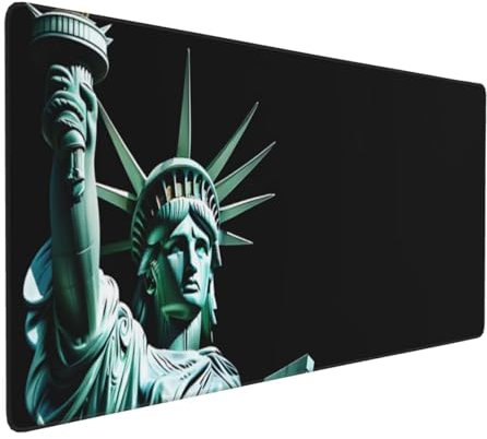 Tapis de Souris 50x25 cm Grand Tapis Souris XXL, Statue de la liberté Tapis de Souris Bureau Gamer, à Bords Cousus, Base en Caoutchouc Antidérapante, sous Main pour Clavier et Souris Decor E-1147