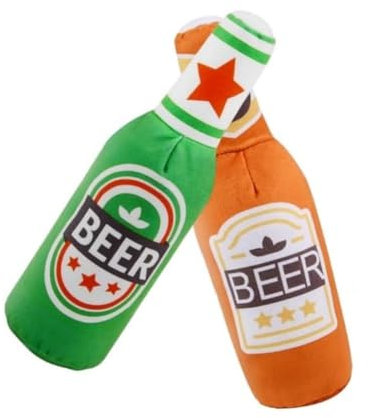 KOMUNJ 2 Stücke Weiches Bierflaschen Plüsch Hundespielzeug Quietschspielzeug, Bier Plüsch-Kauspielzeug, für Alle Hunderassen und Größen