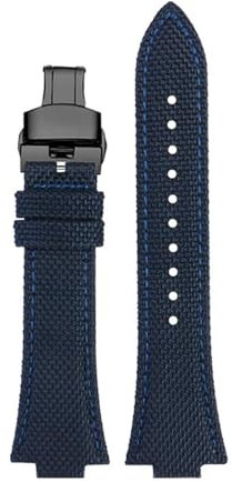 HUTBUVEAW Cinturino in Nylon con Bocca Convessa da 12 mm for Cinturino Serie Tissot PRX Super Player T137.407/410 Bracciale da Uomo in Nylon(Blue BK BK)