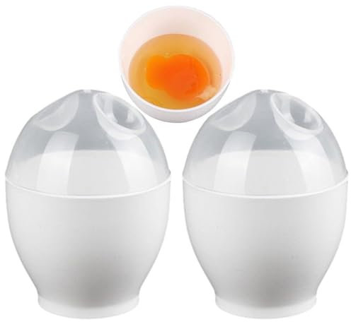 Pocheuse à œufs rapide pour œufs durs au micro-ondes - Pour le petit déjeuner, la cuisine, le restaurant (blanc)