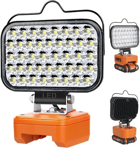 GZYZ Akku Lampe Für Worx 20V 4Pin, 126W 5800LM LED Arbeitsleuchte,Kabellose Baustellenlampe,Lampinglampen Mit USB und Typ-C und Niederspannungsschutz,für Gärten, Hinterhöfen, Garagen(keine Batterie)
