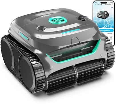 WYBOT C2 Robot Piscine sans Fil pour Piscines Enterrées 150㎡, Double Filtration, 3 Moteurs, Aspiration Puissante, Nettoyage Parois & Ligne d'eau, 180 Min, App(Gris-Vert Vert)