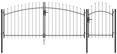 vidaXL Gartentor Schwarz 150 x 400 cm, Garten und Terrasse, moderne Stahl-Tür, rechteckig, wetterfest, kinderleicht zu installieren, minimalistisch, funktional