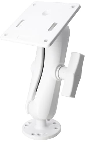 AGEofDMS Weiße Aluminium 1,5 Verbindungsarm mit VESA-Platte | 75 x 75 mm, Industrielle Monitor Halterung, Doppelsockelarm mit 1,5 Zoll/C Größe Kugeladapter, 360° Drehbar