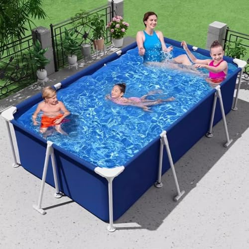 NIUSABOU Piscina pieghevole, Piscina rettangolare fuori terra con struttura in diverse dimensioni(2.2m/7ft)
