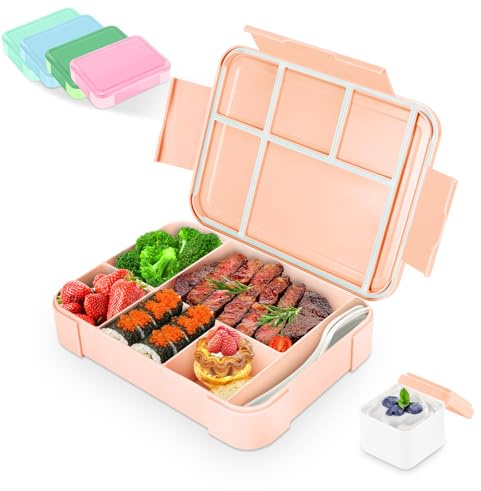 Alitree Brotdose Kinder mit Fächern,1330 ml Kinder Bento Box(Hellrosa) | Picknick,Reise-Lunchbox,Geeignet für Erwachsene, Mädchen & Jungen, erfekt für Schule, Kindergarten & Ausflüge