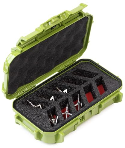 Evergreen Broadhead Dry Box Case – 10 Mechanical or Fixed Blade Arrows Archery Storage Box, USA Made, Custom Foam Protection, TwistLock Locking Latch, Durable Polycarbonate (Green)