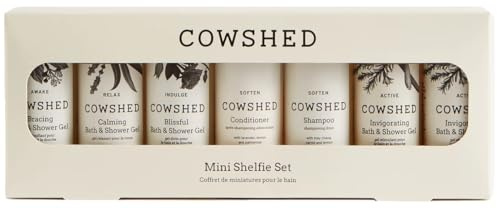 Cowshed Mini Shelfie Set, Bath & Shower Gels, Shampoo, Conditioner and Body Lotion, 7 Piece Travel Gift Set