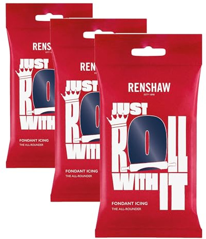 Renshaw Navy Ready to Roll Fondant Icing, 250 g (Pack of 3)