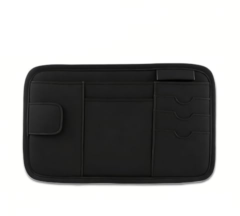 Organizer Aletta Parasole Auto per Fiat Panda (141 169 319 1980-2025 2026),Custodia In Pelle Pu Con Porta Occhiali Magnetico Tasca Per Carte Penna Documenti Accessori Interni
