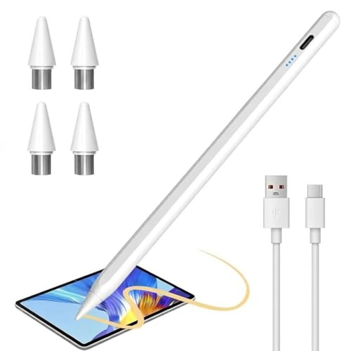 Penna per Tablet Penna Universale per Tablet Compatibile con iP-hone/Sam-sung/Hua-wei/Xiao-mi Penne per Schermi Touch con 4 Punte di Ricambio, Rifiuto del Palmo, Sensibilità all'Inclinazione