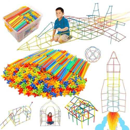 1200-Piece Building Tube Connector Set for Kids Ages 6–12 | STEM Construction Toy with PE Tubes & Multi-Way PP Connectors | Creative Engineering Building Kit | 5 Colours | Storage Box Included