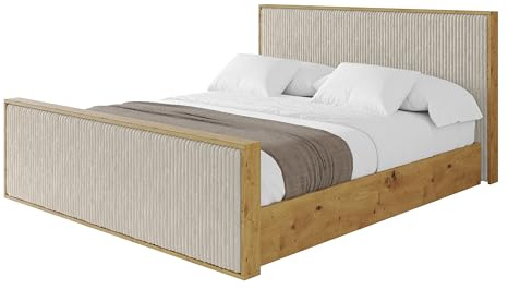 ALTDECOR Polsterbett mit Bettkasten und Lattenrost, Bett mit Kopfteil, Boxbett ohne Matratze, Doppelbett mit Stauraum - ENZO10-Z-160x200 Creme - Tilia 03