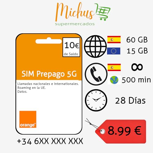 Orange Spanien förbetalt SIM-kort – 80 GB + 15 GB EU-roaming (Europa) (1 månad)