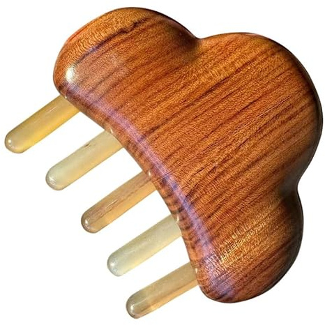 MALUGOGO Holz Kopfmassagegerät mit Horngriff Wolkenförmiger Massagekamm für Kopfhaut Multifunktional und Komfortabel für Spa und Zuhause
