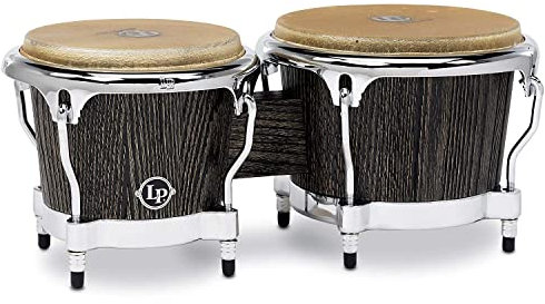 LP Latin Percussion LP201SA Bongo Uptown Sculpted Ash 7 und 8,5, Esche/Naturfell, Finish: Ebony Stain/Chrome