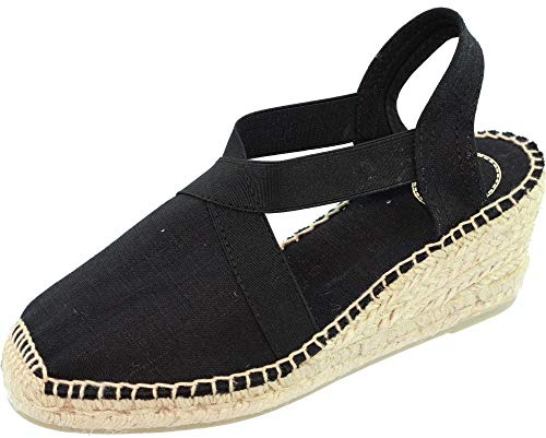 TONI PONS Alpargata para Mujer en algodón - TER - Negro, 38 EU