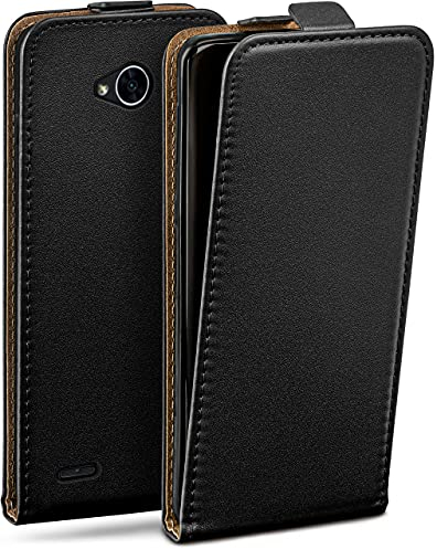 moex Flip Case für LG X Power 2 Hülle klappbar mit 360 Grad Schutz, Handyhülle mit Displayschutz, PU Leder Handytasche Lederhülle, Flip Case Cover Klapphülle, Schwarz