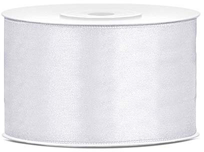 DaLoKu Satinband 6/12/25/38/50/100mm x 25m Geschenkband Schleifenband, Größe: 38mm x 25m, Farbe: Weiß