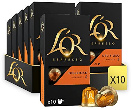 L'Or Espresso Café - 100 Capsules Delizioso Intensité 5 - compatibles Nespresso®* (lot de 10 x 10)