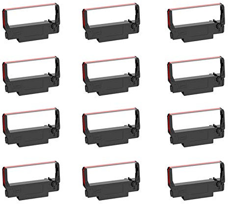Bigger ERC30 B/R kompatible Druckerbänder als Ersatz für Epson ERC 30/34/38, verwendet für TMU-220B/TM-300B, Samsung SPR-270/SRP-275, Bixolon SRP-275, SNBC BTP-M280A, Schwarz und Rot, 12 Packungen