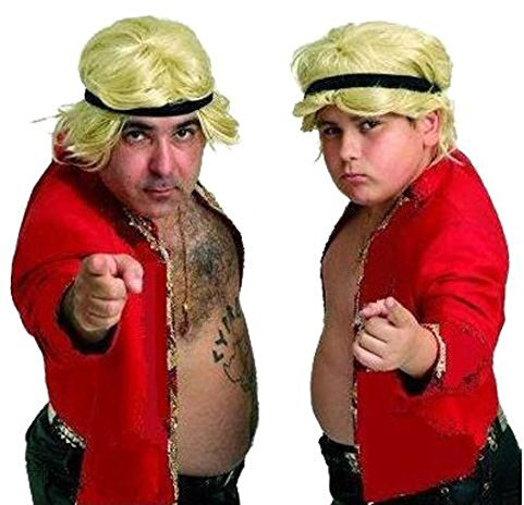 The Dragons Den Adults Stavros Flatley Greek Cyprus TV Talent Show Fancy Dress Costume Jacket, Pants, Wig & Headband [2 Sizes]