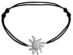 TALISMAN JEWELLERY Pulsera de Plata 925 con cordón ajustable - Eguzkilore, Flor Vasca (15 CM + 4 CM de extensión)