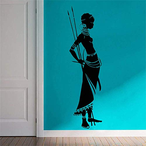 42X139 Cm Afrikanischen Stil Wandtattoo Fensteraufkleber Dekor Schönheitssalon Wandtattoos Frau Stehhaltung Afrika Afro Art Design Wandbild