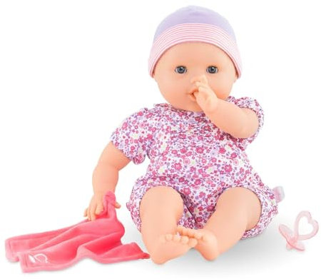 Corolle 9000130300 - Mon Grand Poupon Emilie lutscht Daumen, Weichkörperpuppe mit Schlafaugen, kann sitzen, mit Schnuller und Schnuffeltuch, Vanilleduft, 36cm