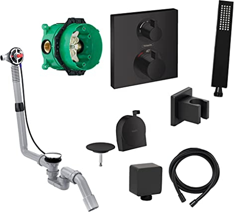 vanvilla Wannenset Unterputz mit Wannenarmatur Hansgrohe schwarz HGS16