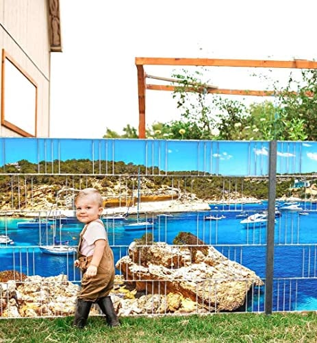 MyMaxxi Infinity Zaunsichtschutz | Strand 02 Teil1 Motiv 5 Streifen | Sichtschutzstreifen für Doppelstabmattenzaun | Windschutz Sonnenschutz Blickdicht | Sichtschutz Garten | Sichtschutz