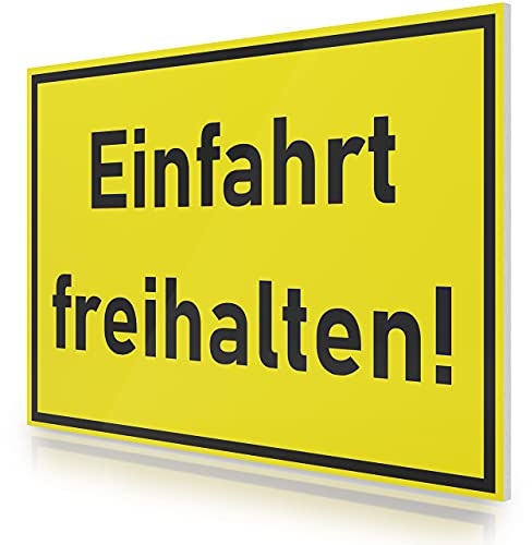 FLAGLY Einfahrt freihalten Schild 30x20cm aus 3mm PVC Hartschaumplatte MADE IN GERMANY - stabiles Hinweisschild/Warnschild, wetterfest & UV-beständig - Einfahrt freihalten Schilder