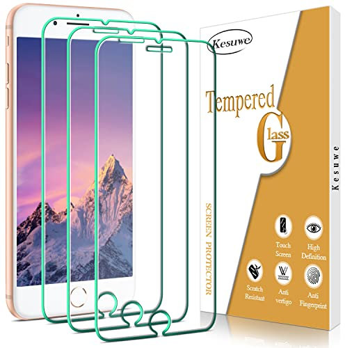 Kesuwe [3 Stück] Schutzfolie für iPhone 8 Plus, iPhone 7 Plus, iPhone 6S Plus, iPhone 6 Plus, Anti-Kratzen, Anti-Fingerprint und blasenfrei, 9H Härte Panzerfolie Schutzfolie, Hülle Freundllich