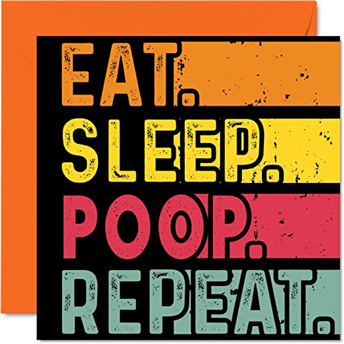 Geburtstagskarte lustig für Sie oder Ihn zum Essen Schlafen Wiederholen Happy Birthday Cards für Hunde-Liebhaber Geschenke 145 mm x 145 mm Geburtstagskarten für alle Anlässe Kinder oder Erwachsene