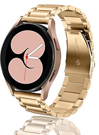 ToVioc 20mm Correa Compatible con Samsung Galaxy Watch 7/6/5/4 40mm&44mm, 6 Classic 43mm&47mm, Correa de Reloj de Metal de Acero Inoxidable para Samsung Galaxy Watch FE - Oro